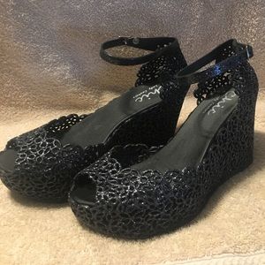 Chic by Lady Couture wedges sparkly grey size 8